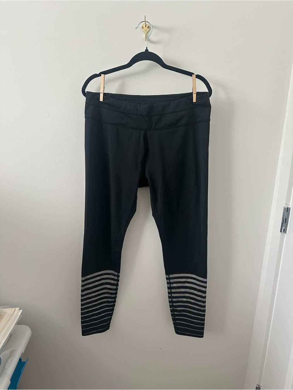 Athleta Black Leggings with Stripes